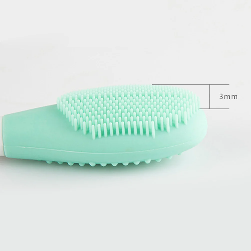 3 ชิ้นซิลิโคน Handhold แปรงทําความสะอาดมัลติฟังก์ชั่คู่มือทําความสะอาดผิวหน้า Double Head เครื่องมือทําความสะอาดใบหน้า (สีเขียวมิ้นต์, สีชมพู, Pur