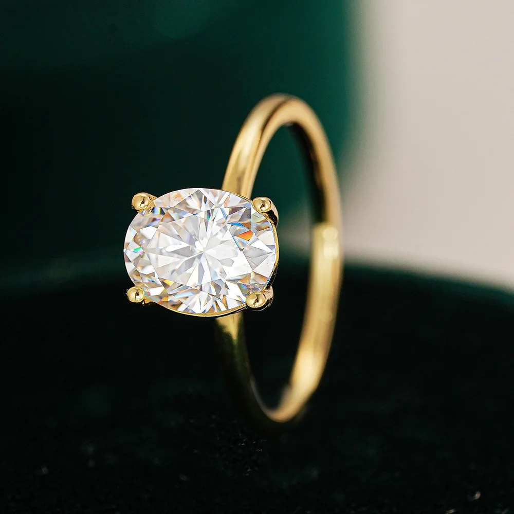 

Lumira Oval Real 18K Gold Ring Light Luxury Four-Prong 1ct/2ct Moissanite Diamond Ring for Women Anniversary Gift GRA Certified
