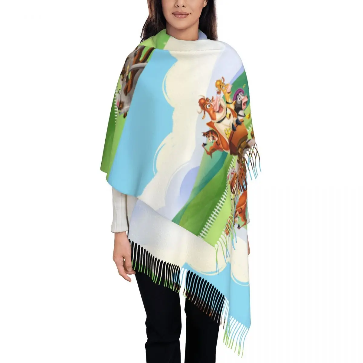 

Custom Tassel Scarf Women Soft Anime Shawls Wraps Female Winter Scarves