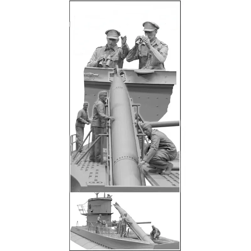 Figura de resina a escala 1/35, Kit de modelo ensamblado, grupo de equipo submarino militar histórico, 5 trucos sin montar y sin pintar N1382