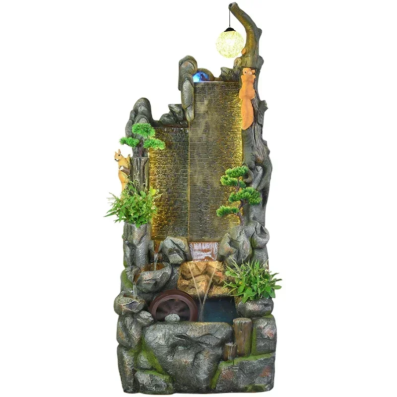 Hot Sales FRP Fiberglass Large-scale Simulation Rockery Squirrel Pastoral Style Garden Fountain Water Feature
