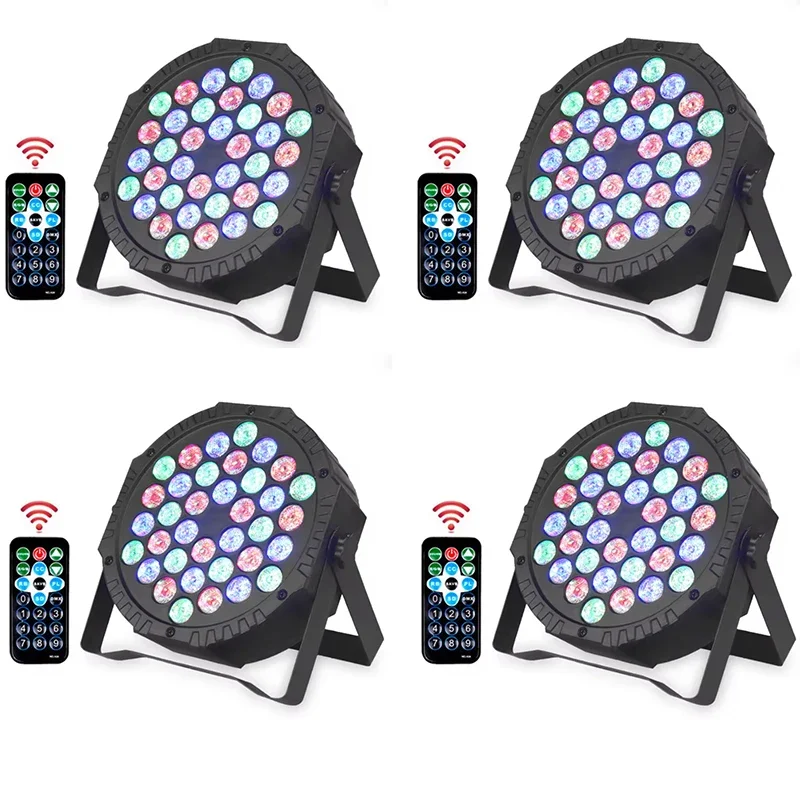 

4PCS 36 LED Par Light RGB DMX512 Flat Stage light Effect DJ Disco Party Wedding Bar Club Decoration Show Sound Activated Lamp