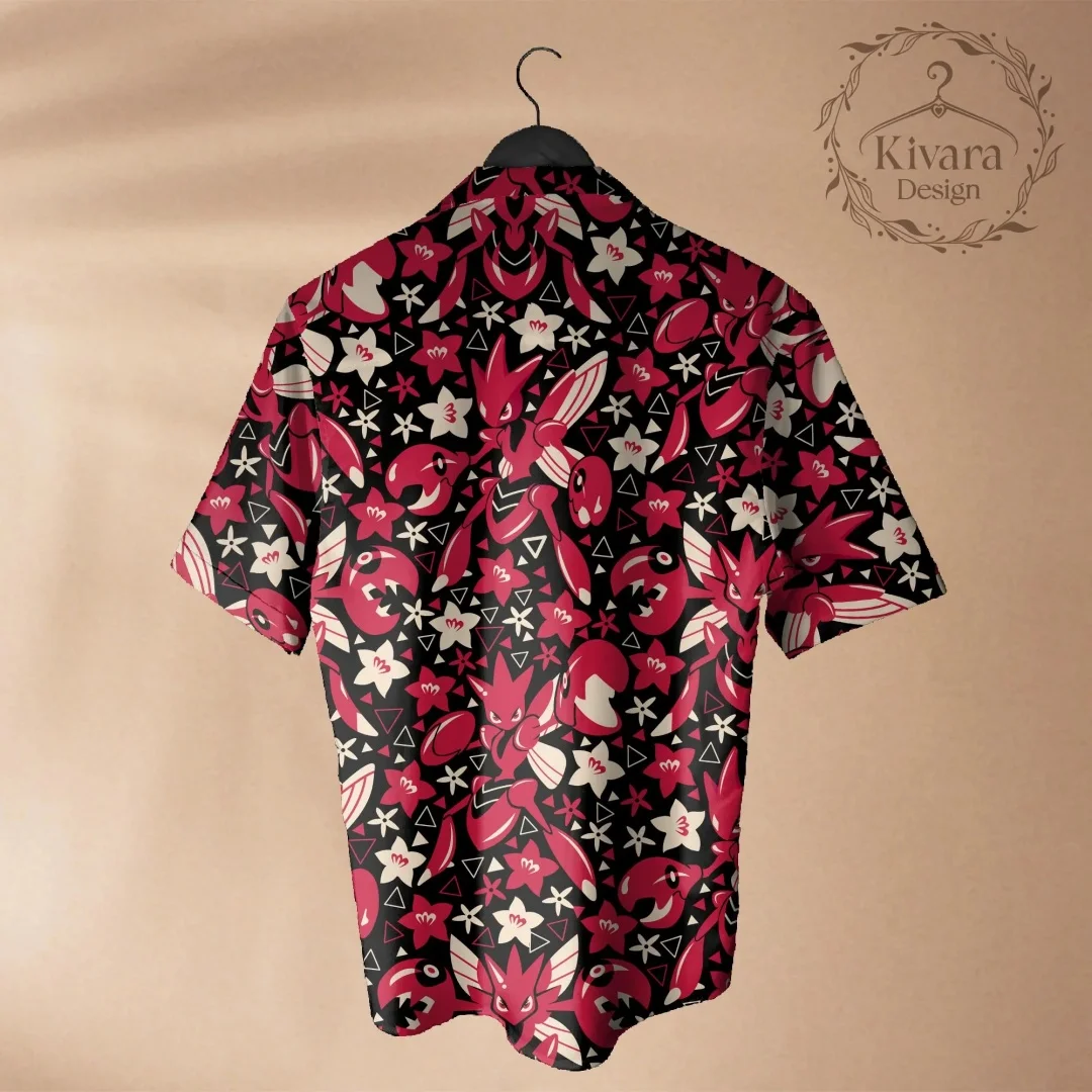 Scizor Hawaiian Shirt Pokémon Anime-inspiriertes Shirt Geschenk Sommer Freizeit Herren T-Shirt Kinderbekleidung T-Shirt Y2k Frau ﻿ – Detail 4