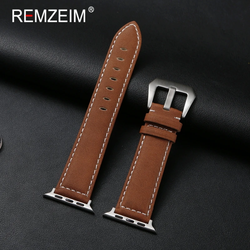 Vintage Leather Smartwatch Band for Apple Watch Series 1-10 SE Ultra Men's Frosted Strap for Iwatch 49/46/45/44/42/41/40/38mm