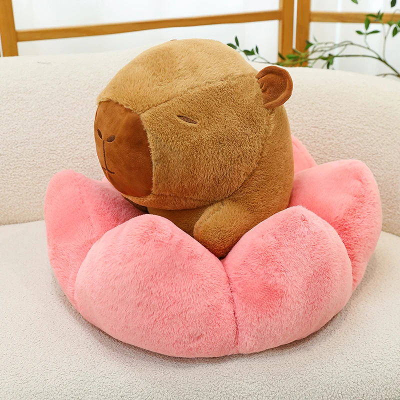 1pc Lotus Flower Capybara Plush Doll Anime Fluffty Toy Cute Home Desktop Decoration Children's Day Gifts