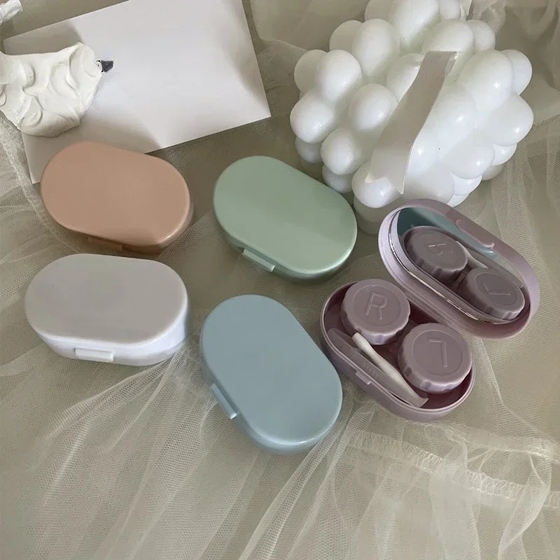 Candy Color Portable Mini Contact Lens Case Easy Carry Lenses Storage Box Eye Care Container with Mirror Lenses Box