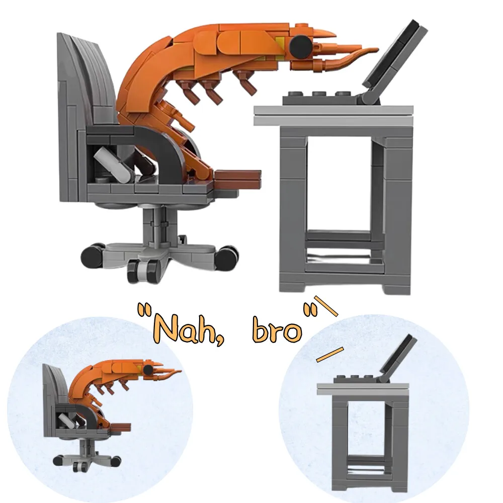

@*Creative Working Shrimp Model Building Blocks Set Puzzle Assembled Toys Desktop Ornaments Crayfish Bricks For Adult/Kids Gifts
