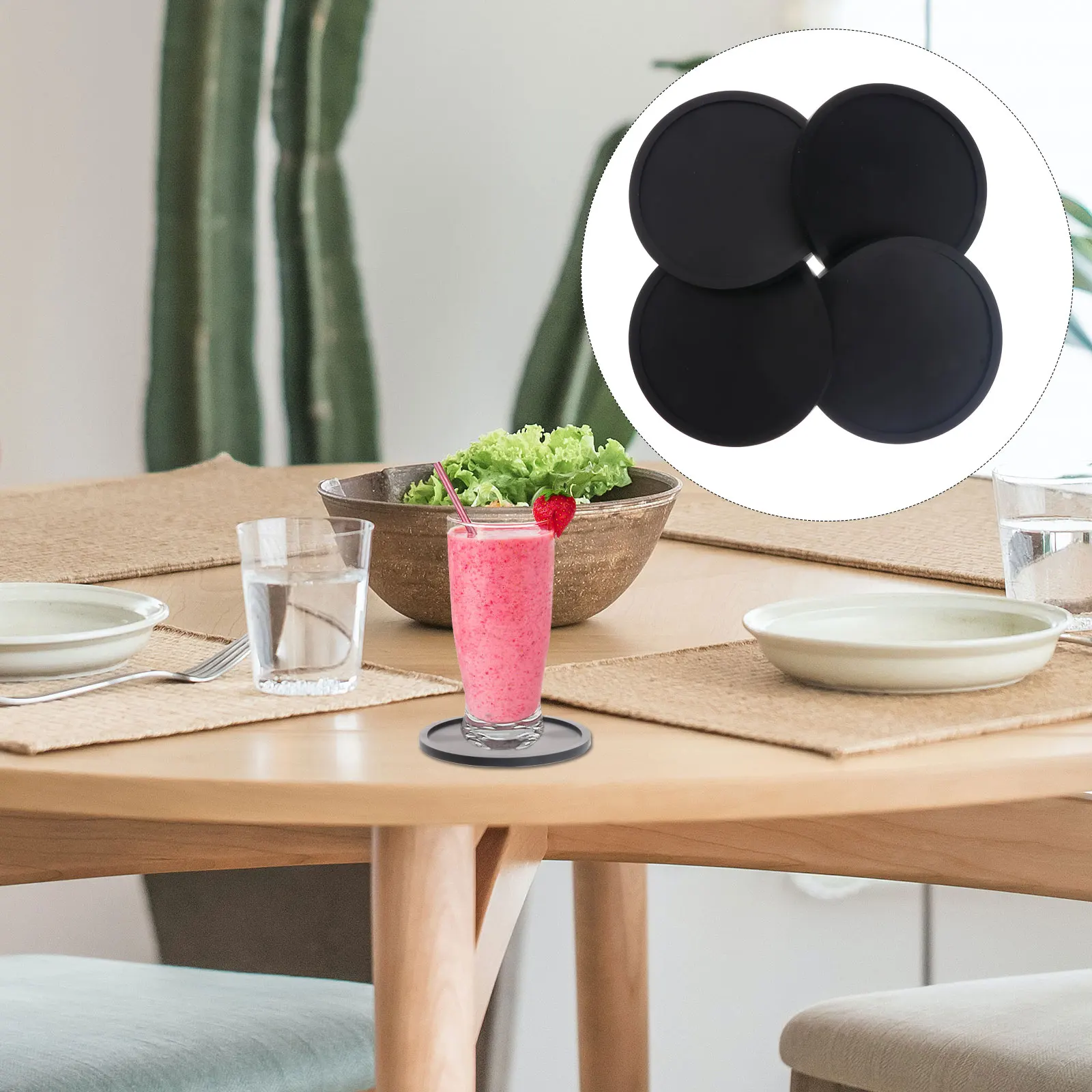 

4Pcs Reliable Silicone Cup Mats High Temperature Round Coasters for Kitchen Use