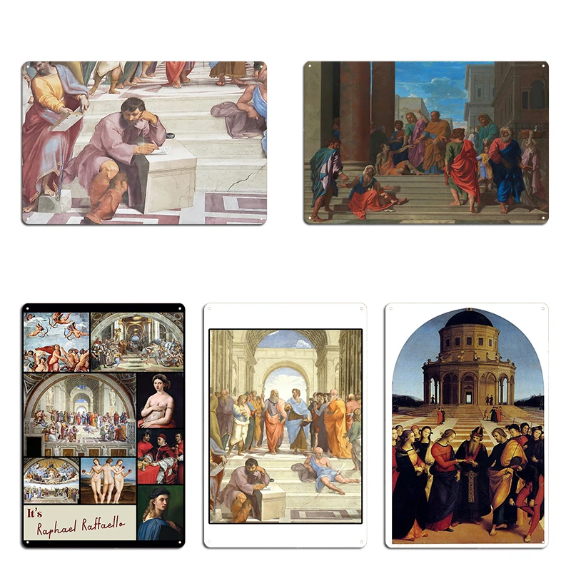 Raphael The School Of Athens From The Stanza Della Segnatura Metal Plaque Poster Designer Funny Raphael Tin Sign Poster