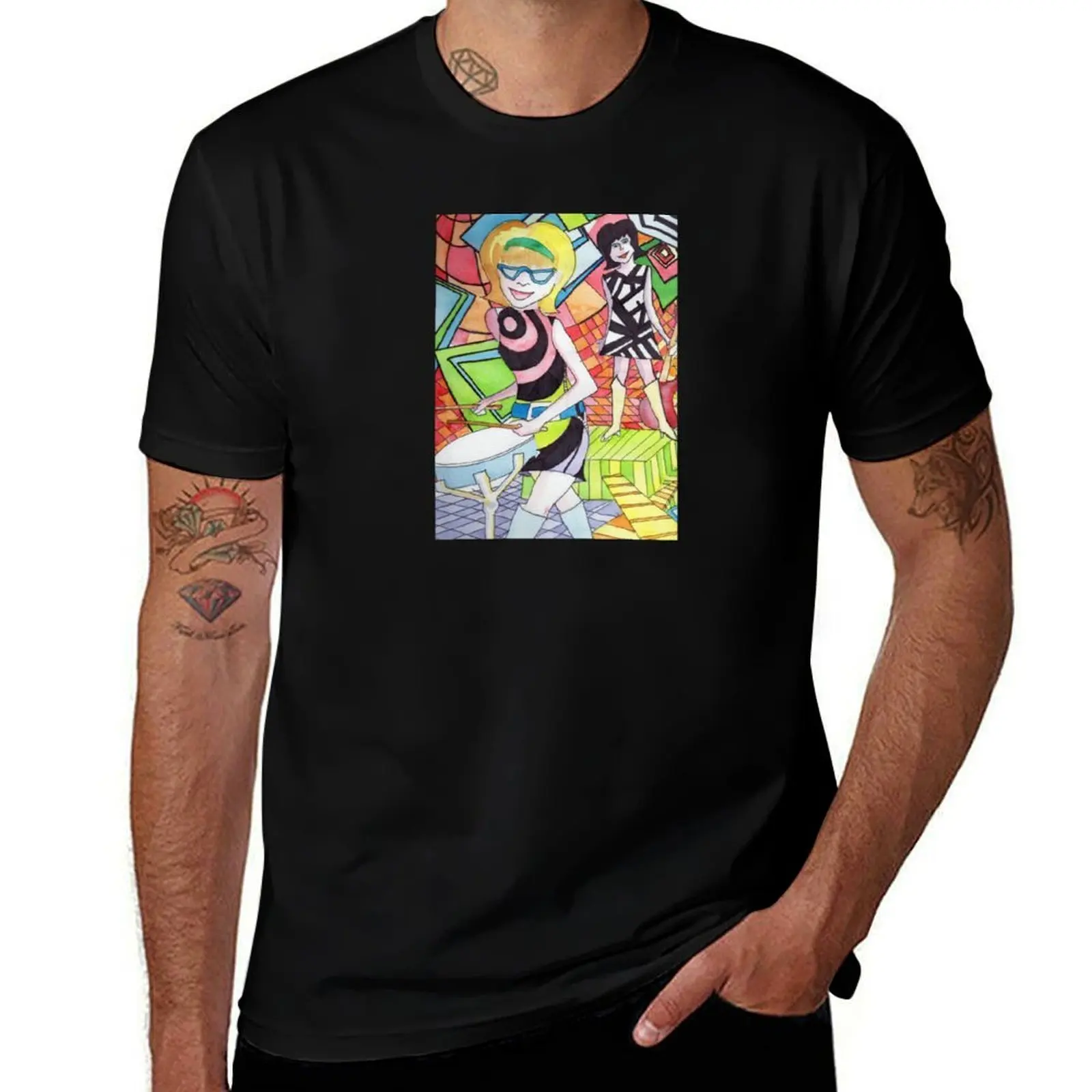 Stephanie and Jessica of the Volcanic Beatniks T-Shirt Summer Print Short Sleeve Tee