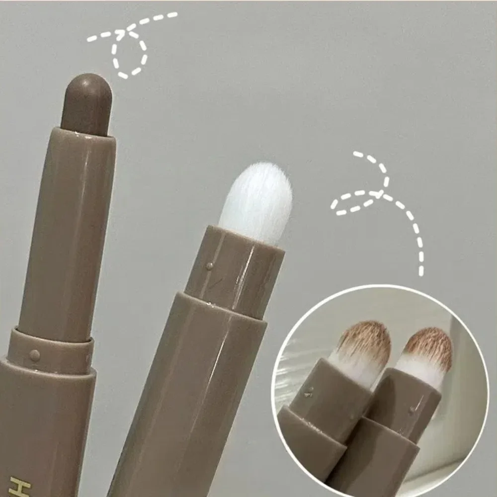 새로운 2 in 1 코 섀도우 3D 페이스 매트 컨투어링 메이크업 펜(브러쉬 포함) 여성용 천연 그레이 브라운 코 화장품