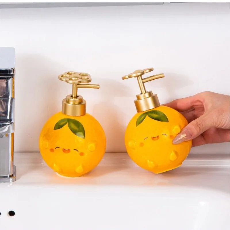 

Creative Orange Shaped Separate Bottle Press Design Soap Bottle Empty Bottle Hand Sanitizer Shampoo Lotion Ceramic Bottle ZG775