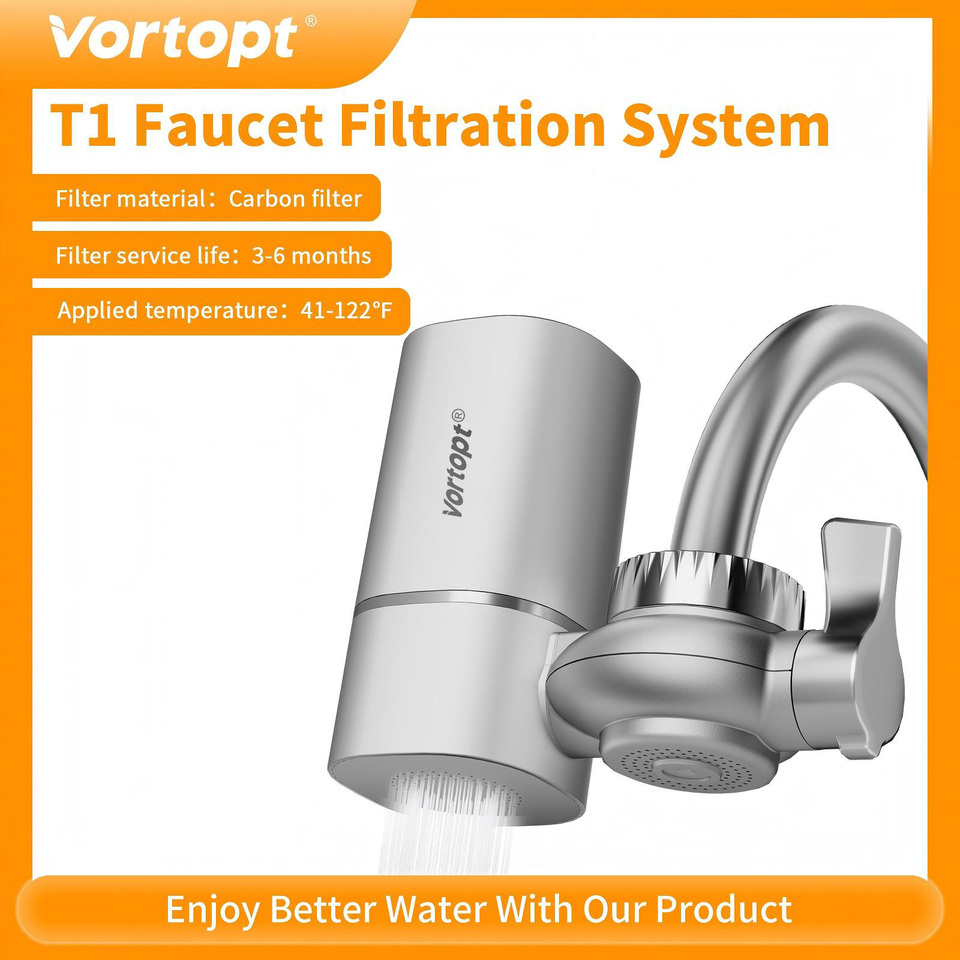  Vortopt Faucet Water Filter for Sink, Rapid Flow - 400 Gallons Faucet Mount Water Filtration System for Tap Water NSF Certified 