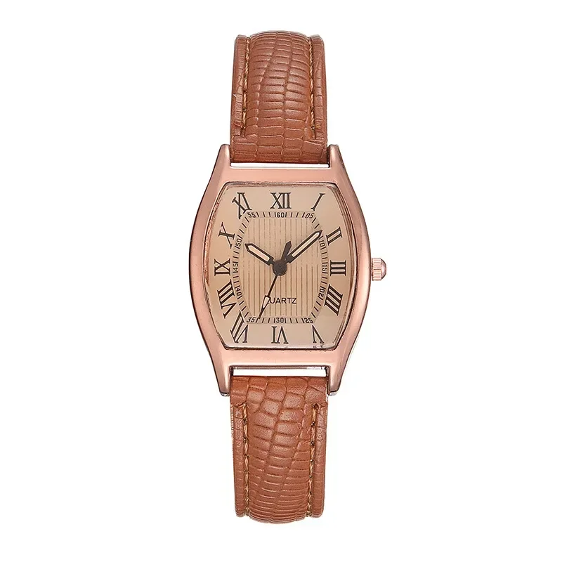 Reloj clásico para Mujer, relojes de pulsera pequeños para Mujer, Reloj de pulsera de cuero Vintage Retro marrón, relojes de pulsera de cuarzo, Reloj para Mujer