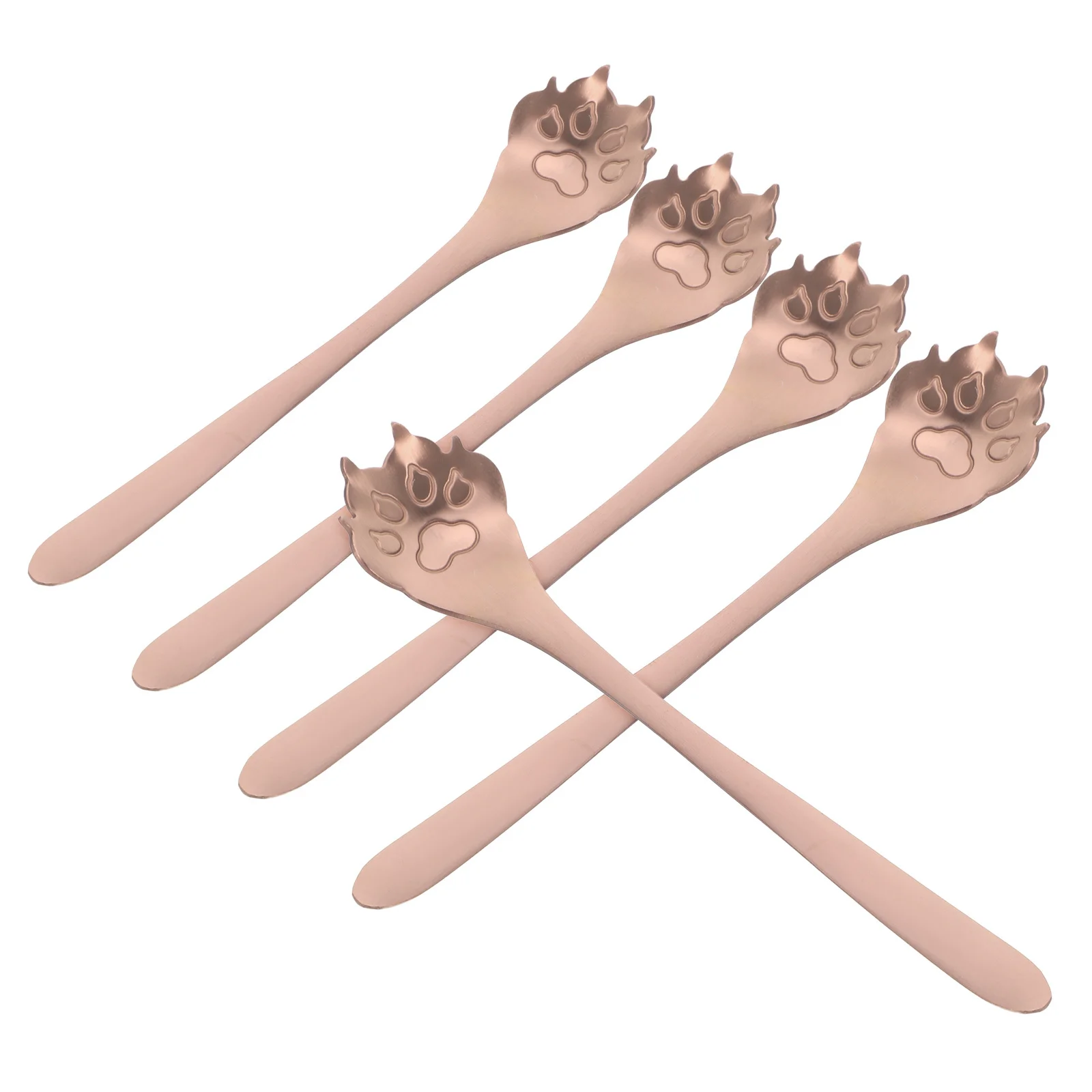 

5pcs Stainless Steel Paw Shaped Stirring Spoon Coffee Tea Dessert Mixing Tool Creative Kitchen Utensil For Cat Lovers