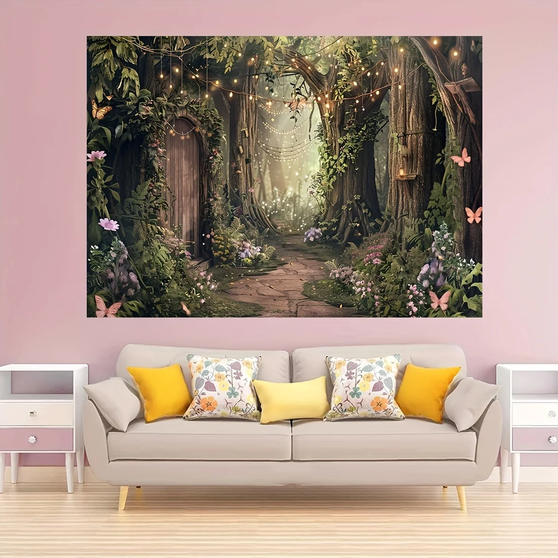 Spring Background Magic Garden Fairy Tale World Grass Butterfly Wonderland Birthday Party Decoration Photography Banner