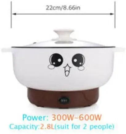 2.8L with Lid (No Steamer) Multifunction Electric Cooker Skillet Pot Wok Electric Hot Pot for Noodles Cook Rice Fried Stew Soup