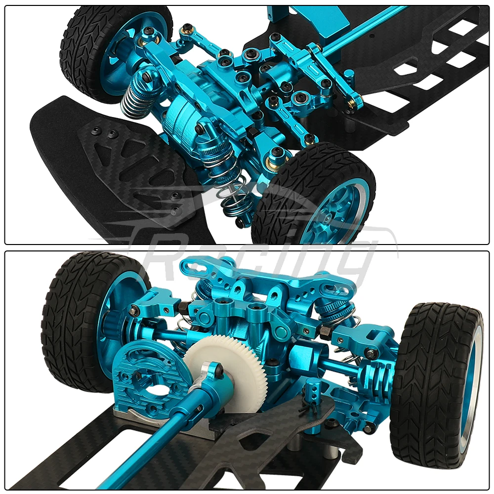 Metal Alloy & Carbon Fiber Frame Chassis with Shock Absorbers Wheels Belt Drive For Tamiya TT02 TT-02 1/10 RC Car Upgraded Parts