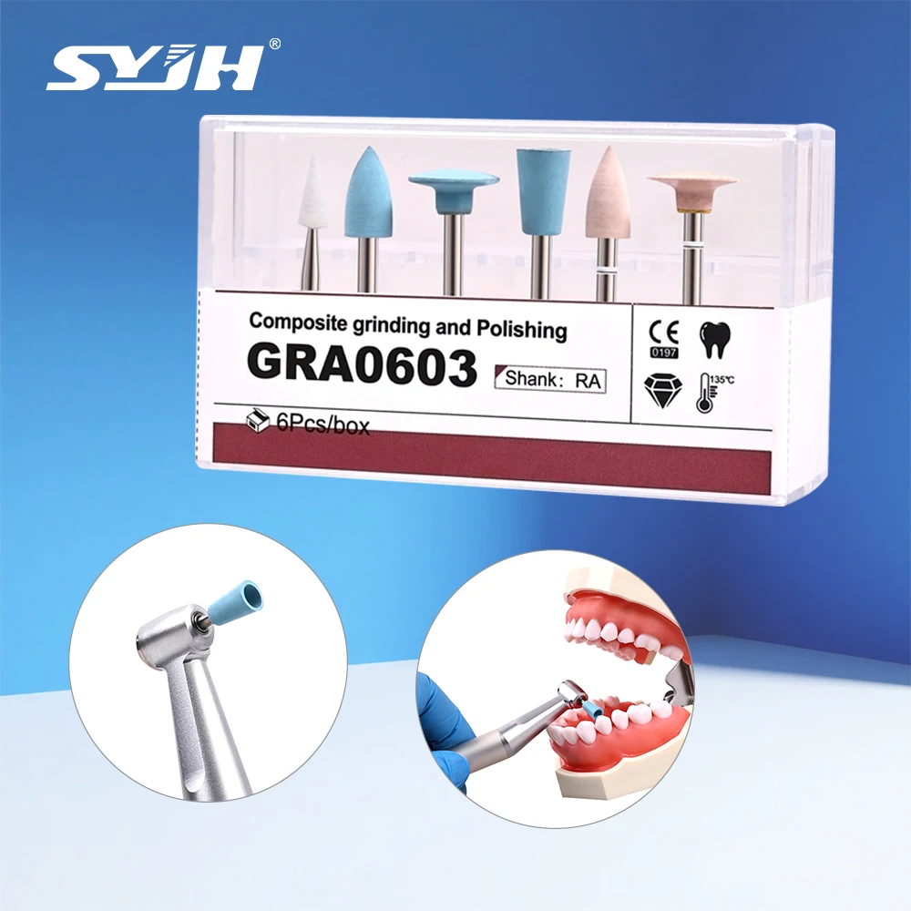 

SYJH 6 шт./кор. GRA0603 и GRA0604 стоматологический силиконовый полировальный наконечник шлифовальные головки полировщик зубов для низкоскоростного наконечника стоматологический инструмент