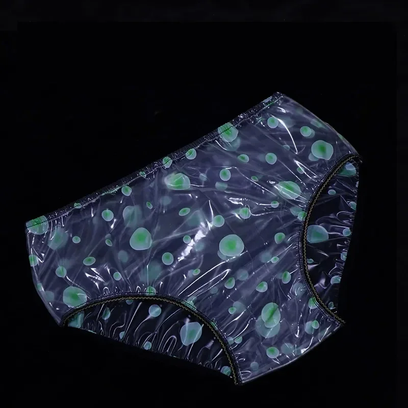 Men's Plus Size Lace PVC Transparent Plastic Briefs ABDL Adult Waterproof Panties Smooth Soft Glossy Mid High Waist Underpants