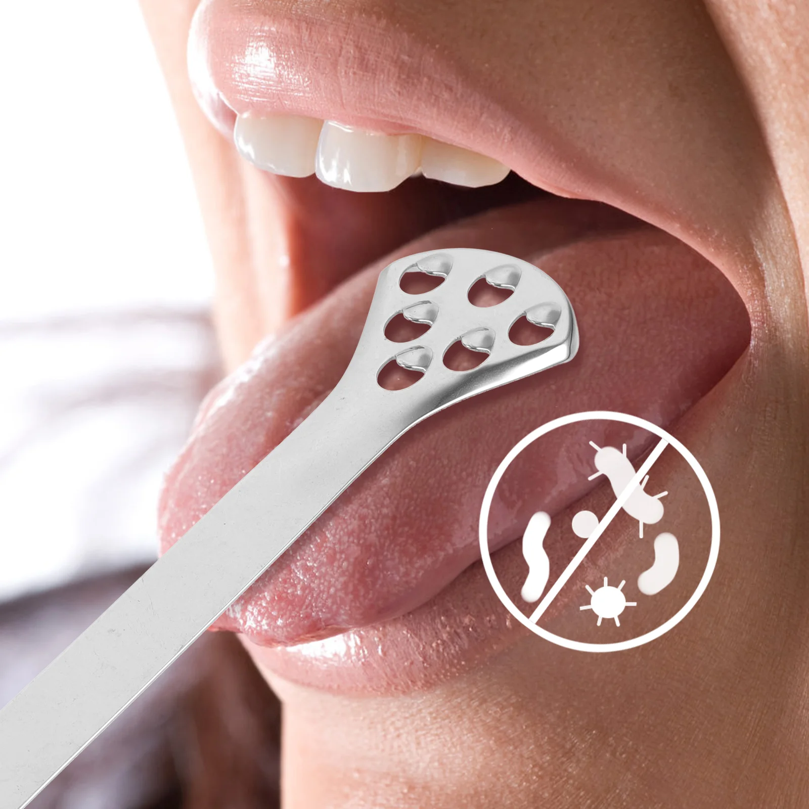 

2 Pcs Mouth Tongue Scraper Coating Brush Cleaning Tools Stainless Steel Breath Freshening Cleaners