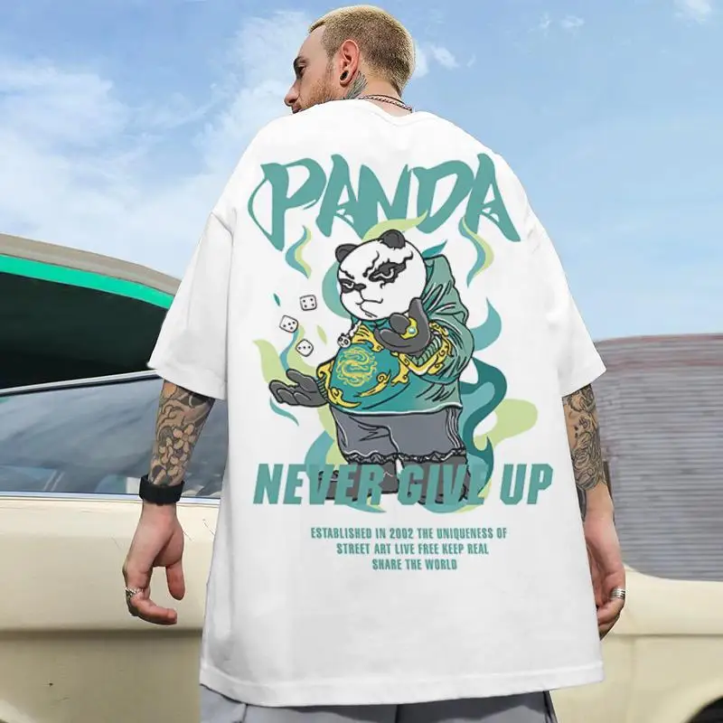 Chinese New Year Men\'s T-Shirt 3d Panda Printed Male Clothing Summer Casual Short Sleeve Top Loose Oversized T-Shirt Street Tees