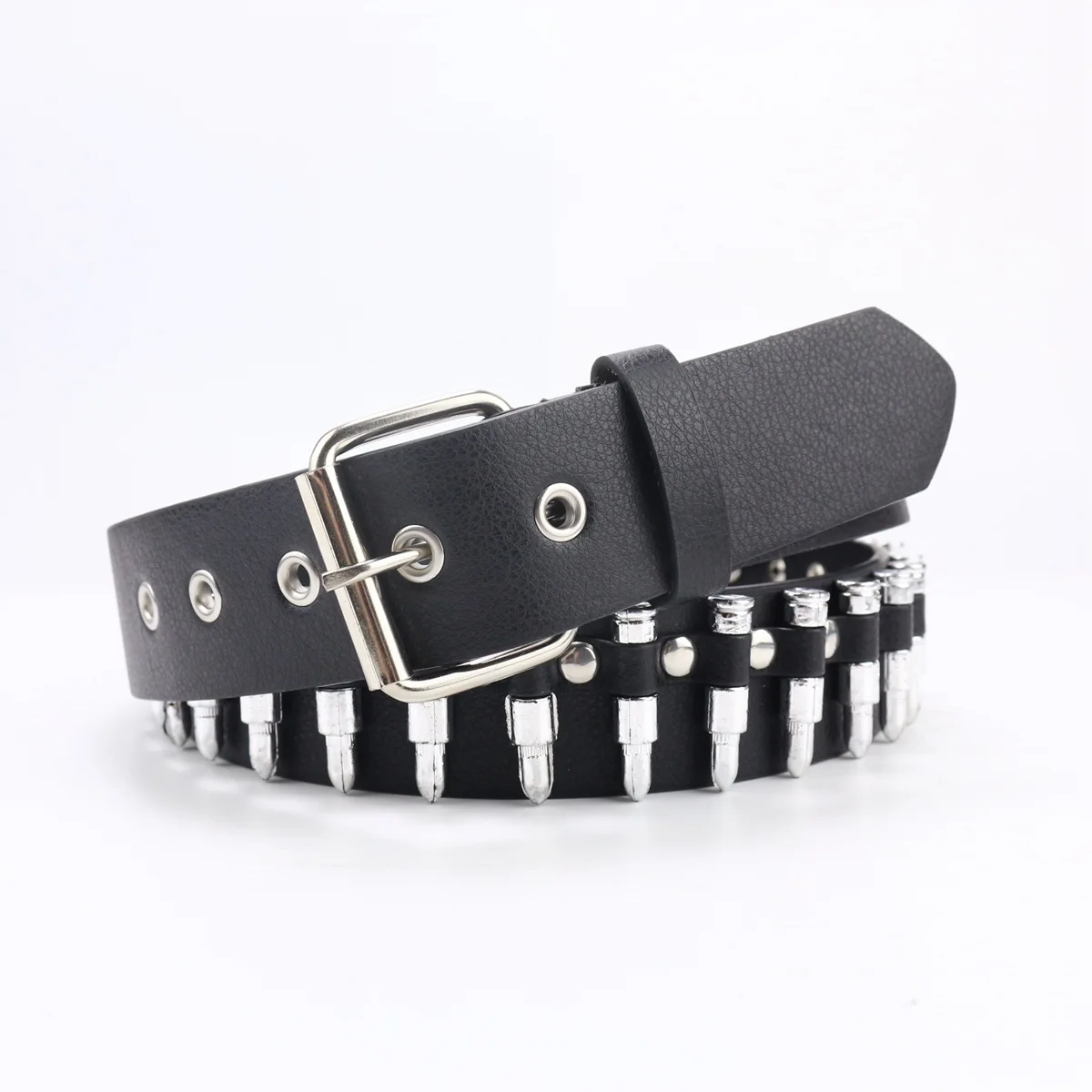 

New Personalized Trend Bullet Head Men's and Women's Belt Fashion Versatile Hip Hop Jeans with Punk Belt Clothing Accessories