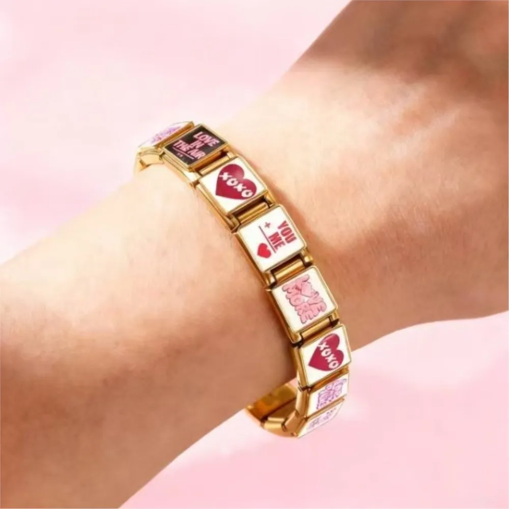DIY Charms Jewelry 2026 1pc Heart Stainless Steel Italian Link fit 9mm Original Design Red Lipped Angel Bracelet Valentine's Day
