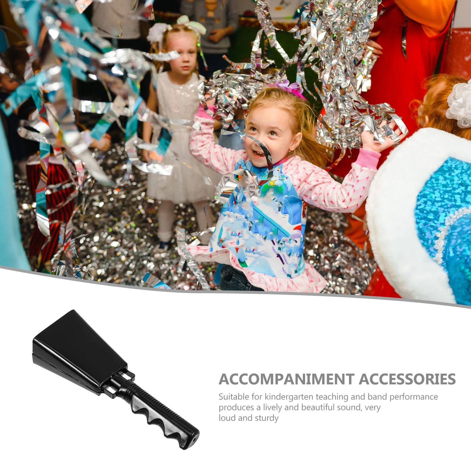 

Hand Bell Musical Instrument Kids Percussion Bright Sound Durable Metal Cowbell With Handle Orff Instrument Accessory