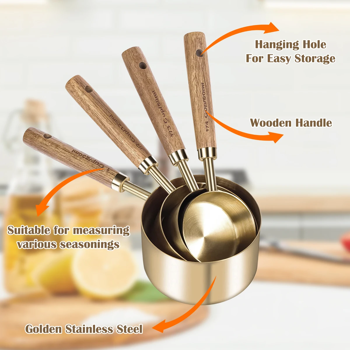 8/16Pcs Stainless Steel Measuring Spoon Set Stackable Baking Tools with Wooden Handle Kitchen Cooking Coffee Bartending Scale