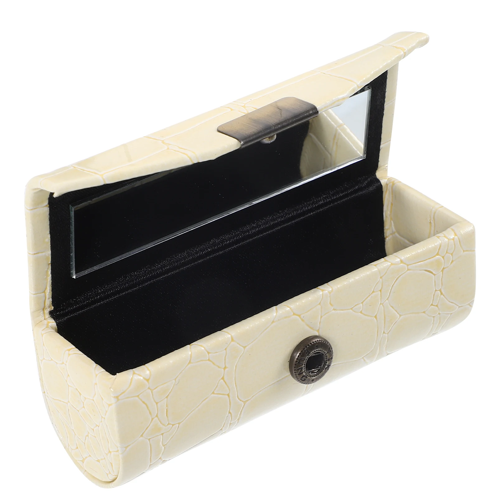 

Lipstick Box Mirror Portable ganizer Travel Bag Single Holder Beige Color Makeup Storage Pouch Compact Case Lipstick Bag