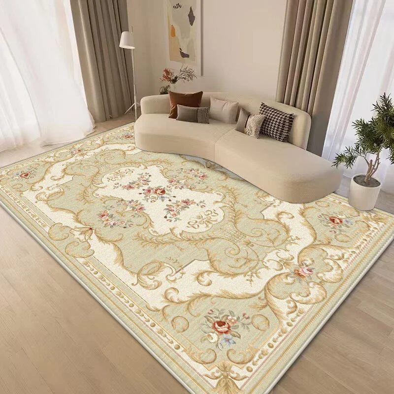 

Chinese Style Gold Carpet Living Room Luxury Decoration Bedroom Fluffy Soft Floor Mat Lounge Bedside Washable Non-slip Rug Home