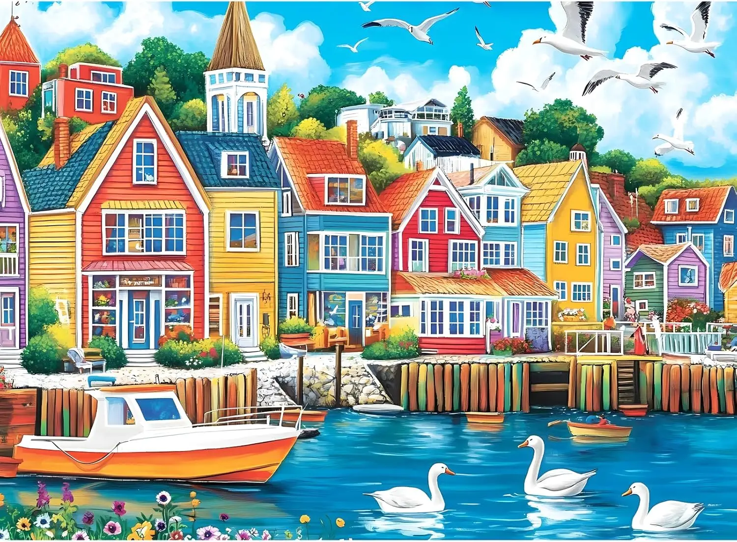 

300 Piece Jigsaw Puzzle for Adults, Seaside Seagull Scene, Recycled Cardboard, Family Fun