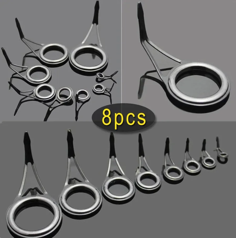 

8x Ceramic Fishing Rod Guide Tip Repair Kit Stainless Steel Rings Practical Carp Fishing Tool Accessories Fishing Equipment