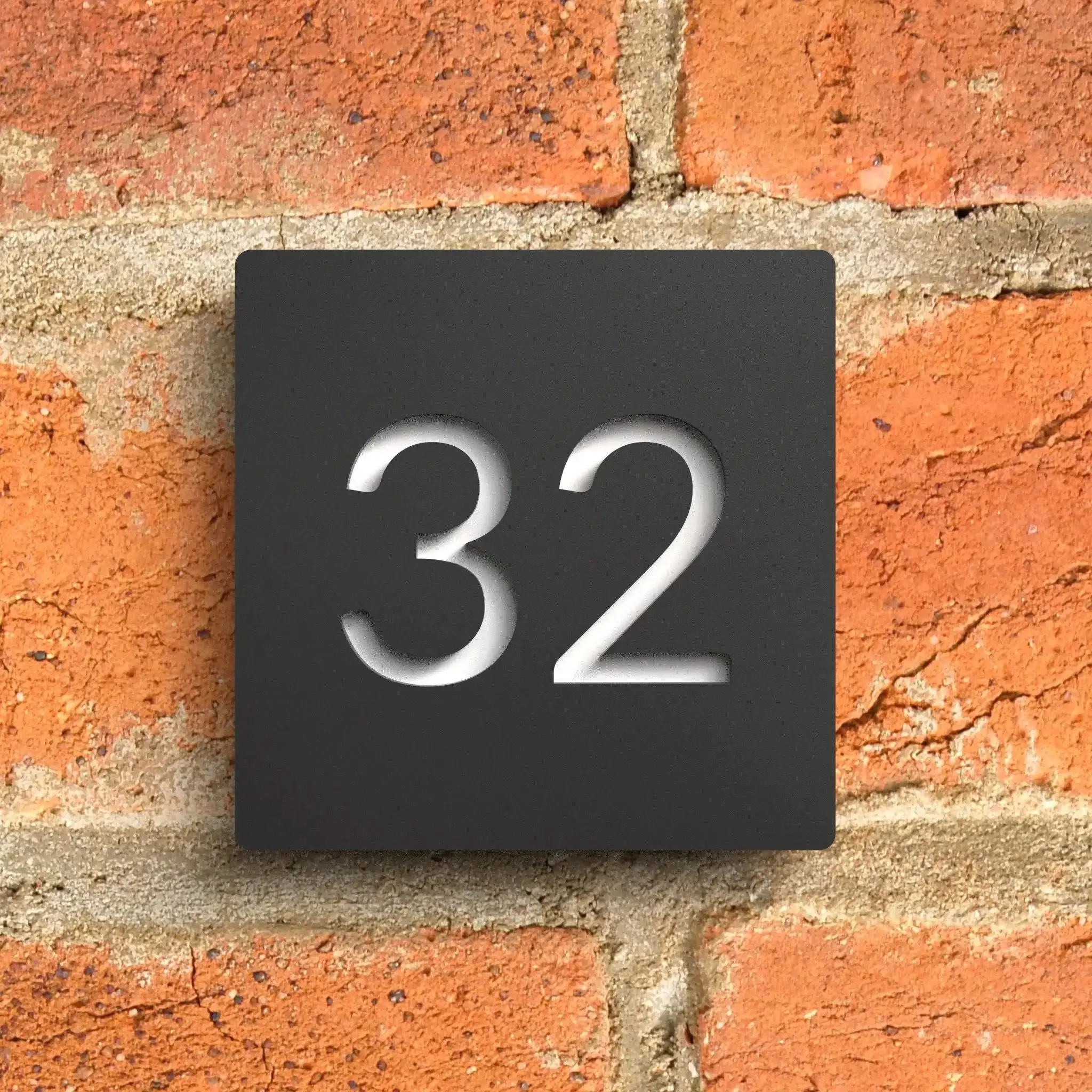 Square Pure Numbers Private Custom Modern Anthracite Grey House Numbers Matt Grey Acrylic Bespoke Address Sign Plaque