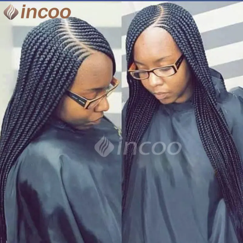 

Full Lace Frontal Tribal Braided Wigs Synthetic 36" Side Part Knotless Cornrow Braided Lace Front Wig Twist Jumbo Braided Wigs