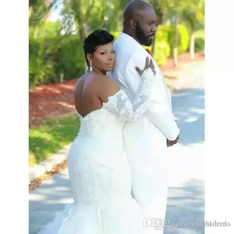 

Customized Plus Size Dresses Sexy Mermaid Long Sleeve Backless Lace Off Shoulder Wedding Gowns Custom Made Vestidos De Novia Bri