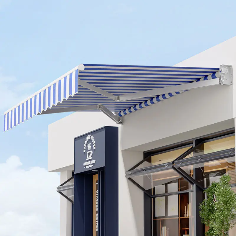 Commercial household awning Folding telescopic hand-cranked electric shrinking sunshade outdoor tarpaulin store cover canopy