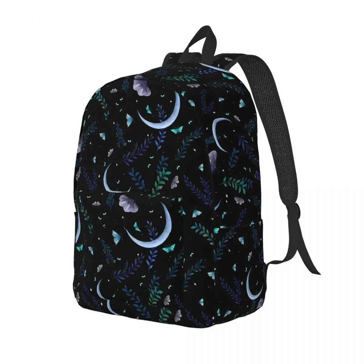 Moonlit Garden Backpack for Men Women Teenage Student Work Daypack Boho Floral Laptop Canvas Bags with Pocket