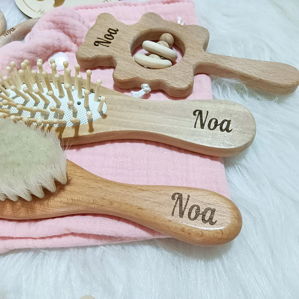 Personalized Name Bath Toys Set for Kids,Swaddle Wrap,Baby Milestones Brush,Rattle Bracelet,Photography Supplies,Birth Gift/8Pcs