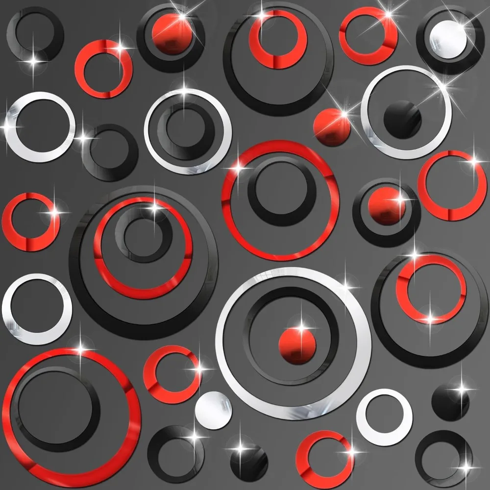

Mirror Wall Sticker Round, 72 Pieces Acrylic Circle Wall Decor, Adhesive, for Living Room Bedroom Home, Wall Sticker Round