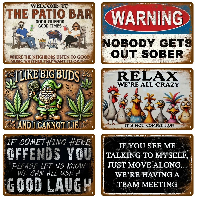 Vintage Metal Plate Tin Sign Plates Bar Retro Metal Sign Wall Art Mural Aesthetic Room Home Decor Items Poster Garage Decoration