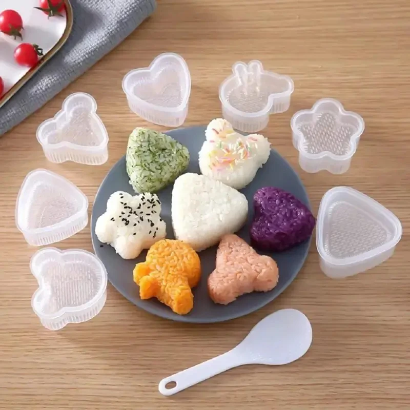 Kit de moldes para sushi de dibujos animados, formas de animales, diversión creativa para hacer bolas de arroz y Onigiri, almuerzo para niños, pícnic y cocina casera, 1/2/3/4/5/6 unidades