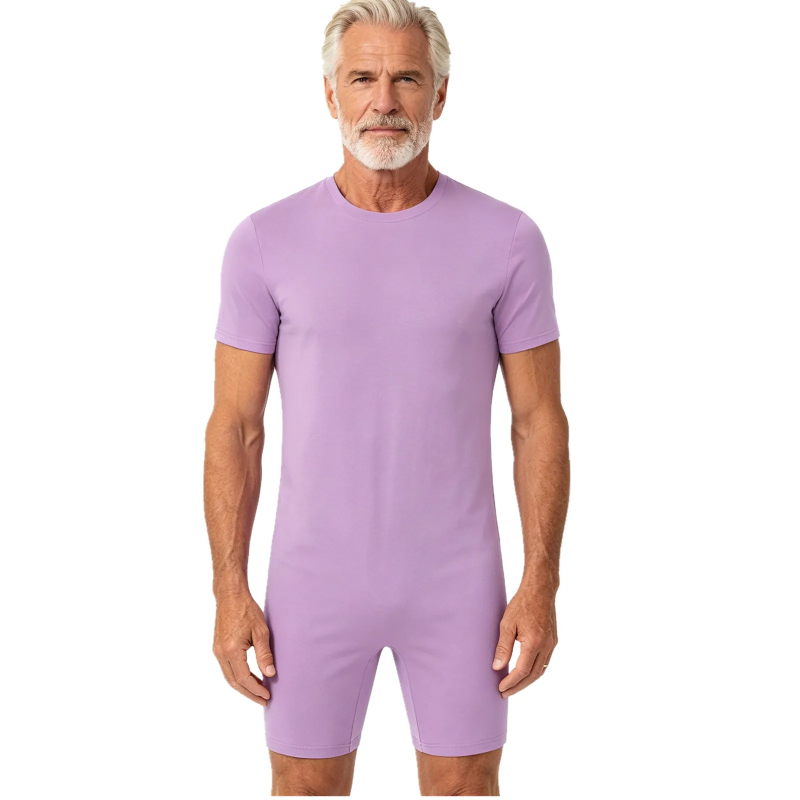 Adult Anti-Strip Adaptive Jumpsuit Short Sleeve Back Zipper Bodysuit Homewear Sleepwear for Elderly Alzheimer Autism Patients