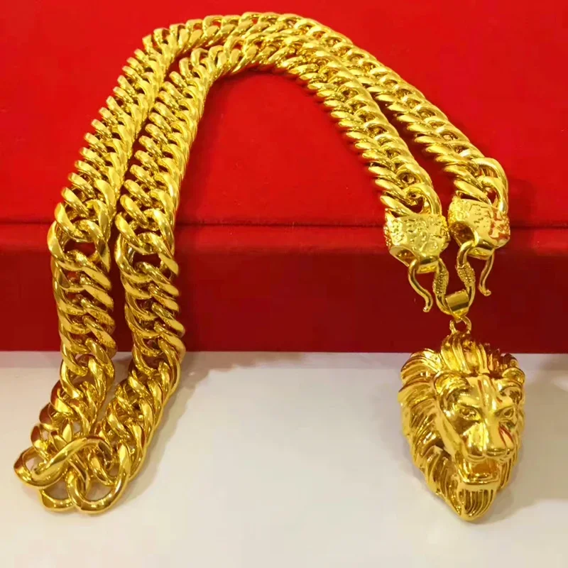 Collar de cuentas redondas grandes y puras para mujer, colgante de Guanyin de oro 999 de 18k, 100% hueco, esmerilado, chapado en 999