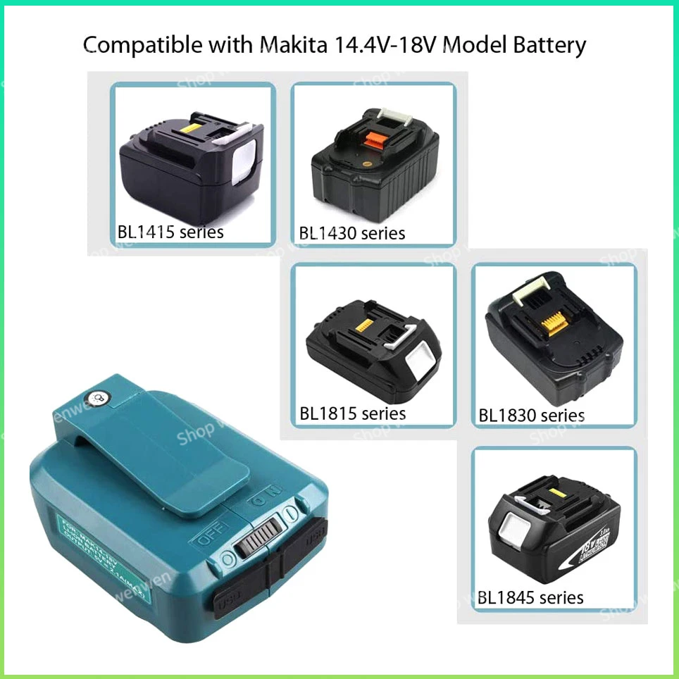 Ersatz adp05 Stromquelle Dual-USB-Ladegerät Adapter für Makita 14,4 V/18V lxt Lithium-Ionen-Batterie konverter mit LED-Licht