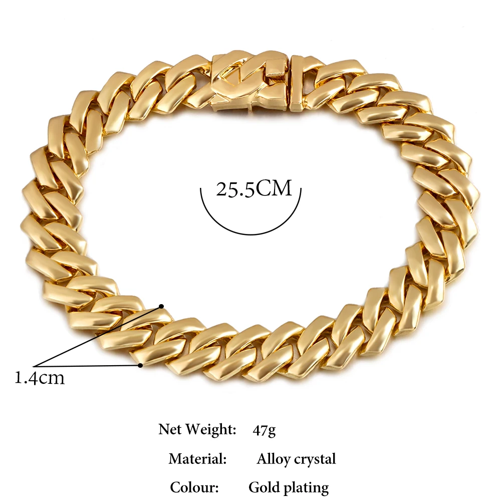 2023 Fashion 14MM Chunky Cuban Anklet Bracelet For Women Gold Silver Color Rhombus Cuban Link Chain Anklets Summer Beach Jewelry