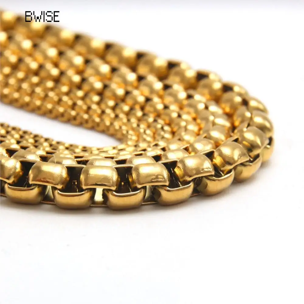 Bwise 2MM 2.5MM 3MM Box Chains Stainless Steel Necklace DIY Long Necklaces Jewelry for Women Men Statement 45CM-75CM