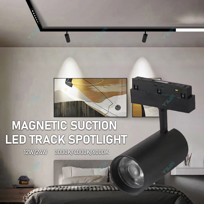 Hight Bright 12W 24W Magnetic Track Spot Light 48V Rail Spotlight For Shop Living Room Without Main Light Lighting Design