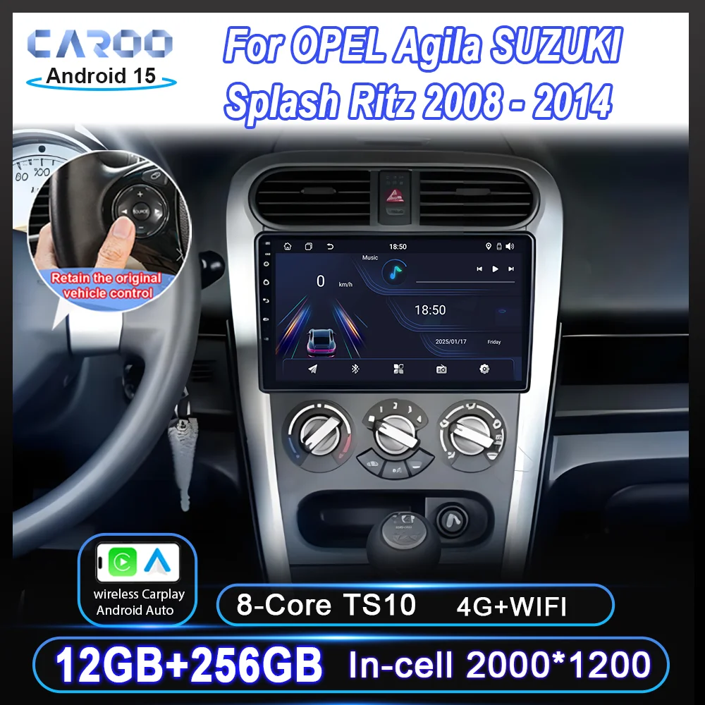Android 15 For OPEL Agila SUZUKI Splash Ritz 2008-2014 Auto Radio Stereo Multimedia Player GPS Navigation Carplay Touch Screen